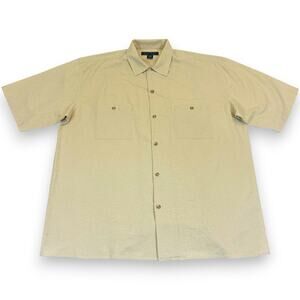 Mens 2XLT Button Up SS Shirt Linen Blend Beige Specially Sized Honeywell & Todd